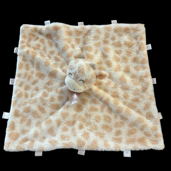 Kellytoy Giraffe Baby Lovey Security Blanket Soft Plush Rattle Satin Ribbon Tags - Picture 1 of 4